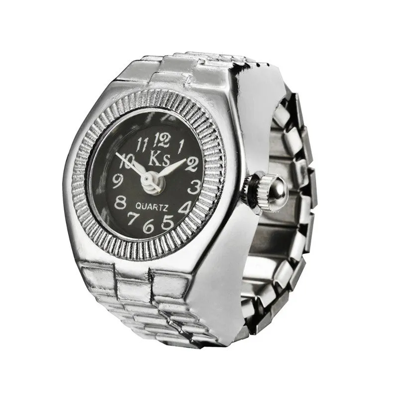 Vintage Rings Punk Elastic Stretchy Quartz Watch Rings