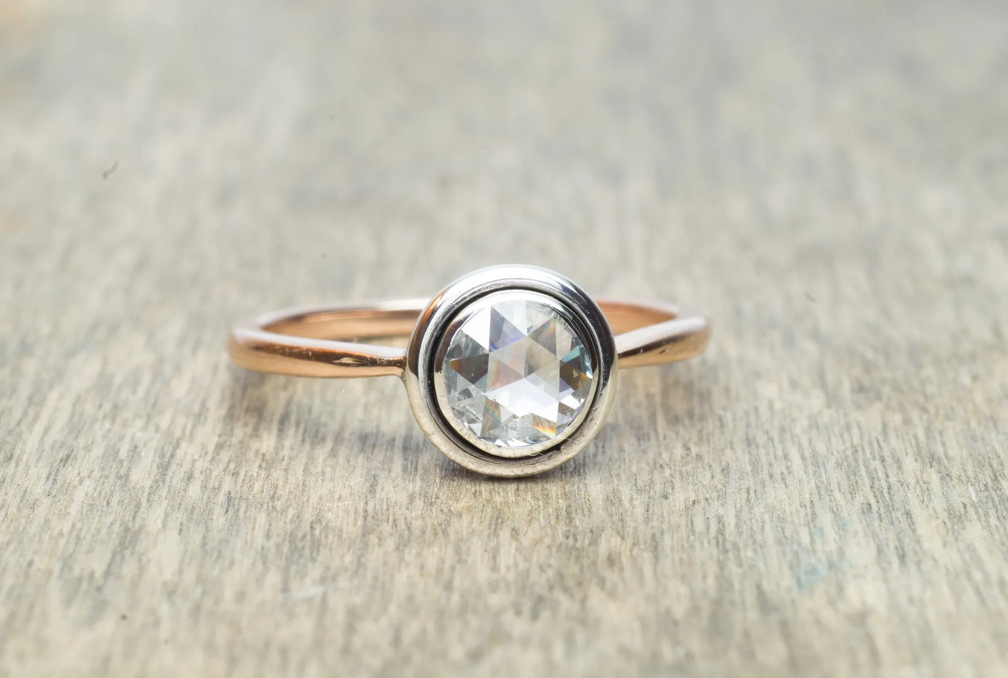 VINTAGE ROSE CUT DIAMOND SOLITAIRE IN GOLD