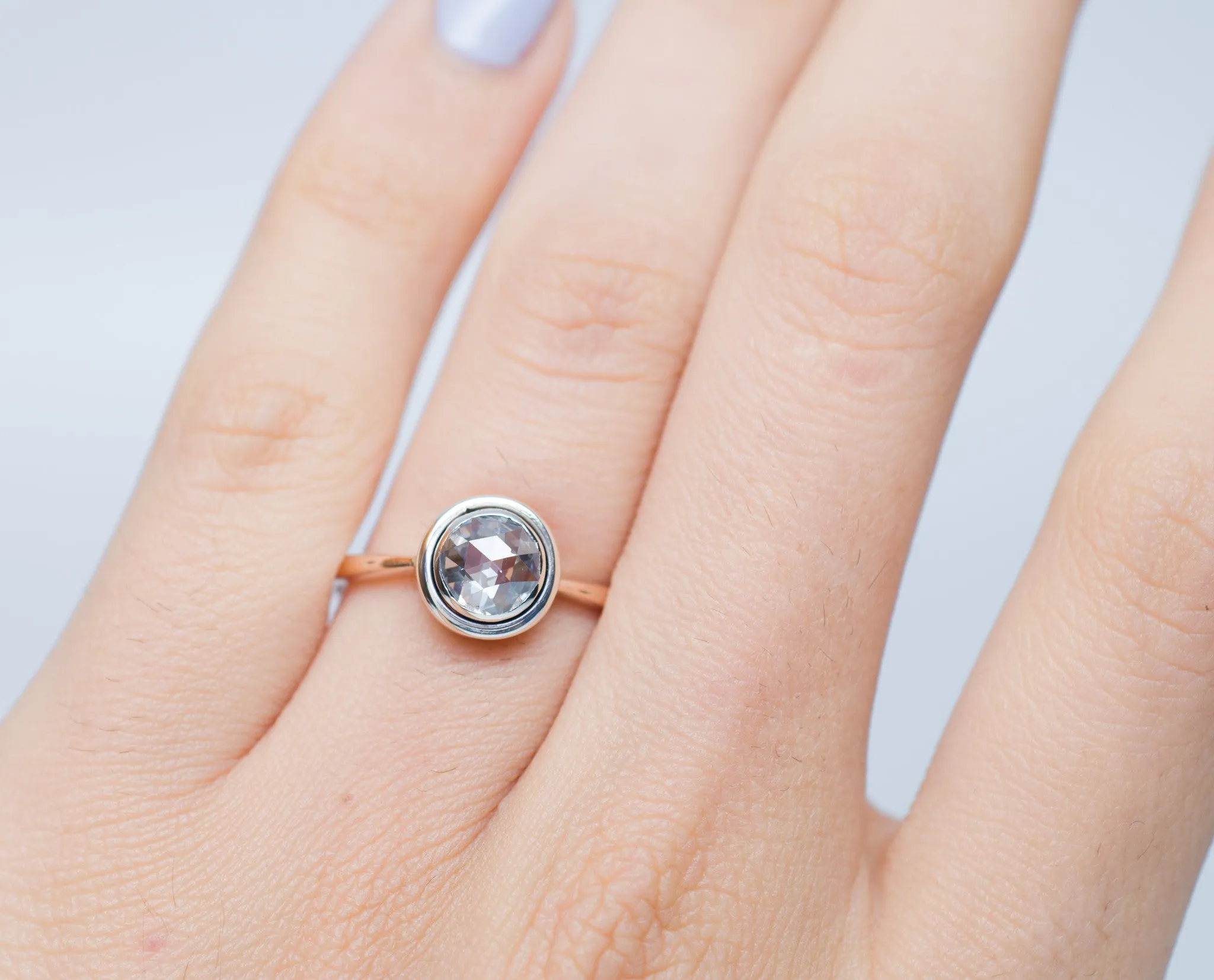 VINTAGE ROSE CUT DIAMOND SOLITAIRE IN GOLD