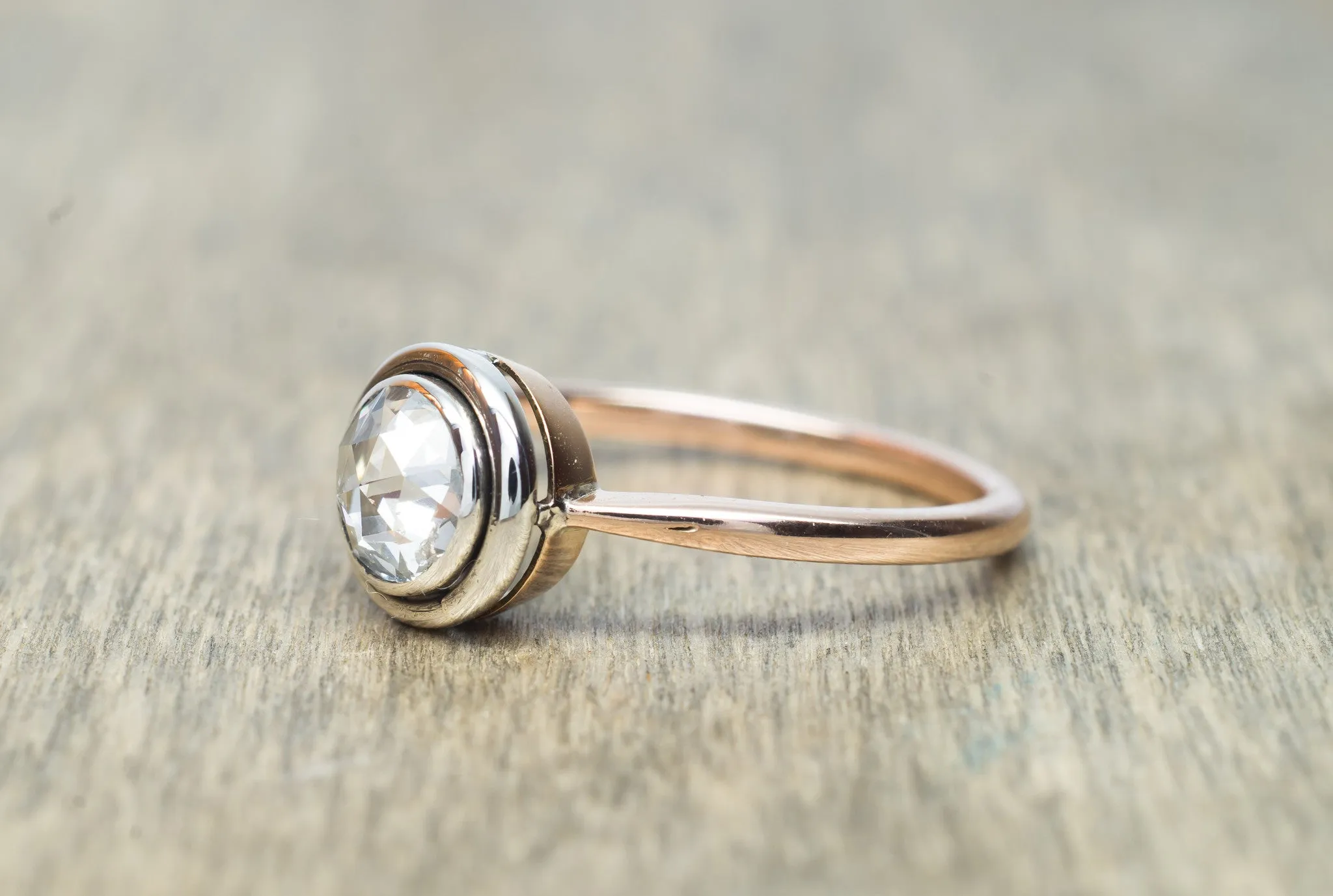 VINTAGE ROSE CUT DIAMOND SOLITAIRE IN GOLD
