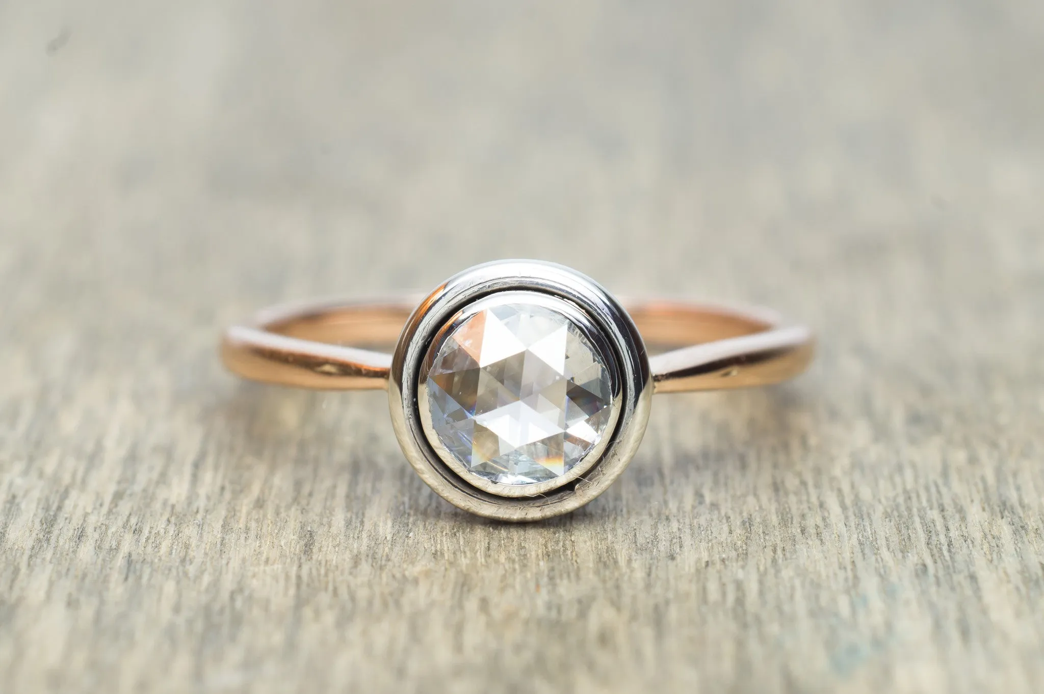 VINTAGE ROSE CUT DIAMOND SOLITAIRE IN GOLD