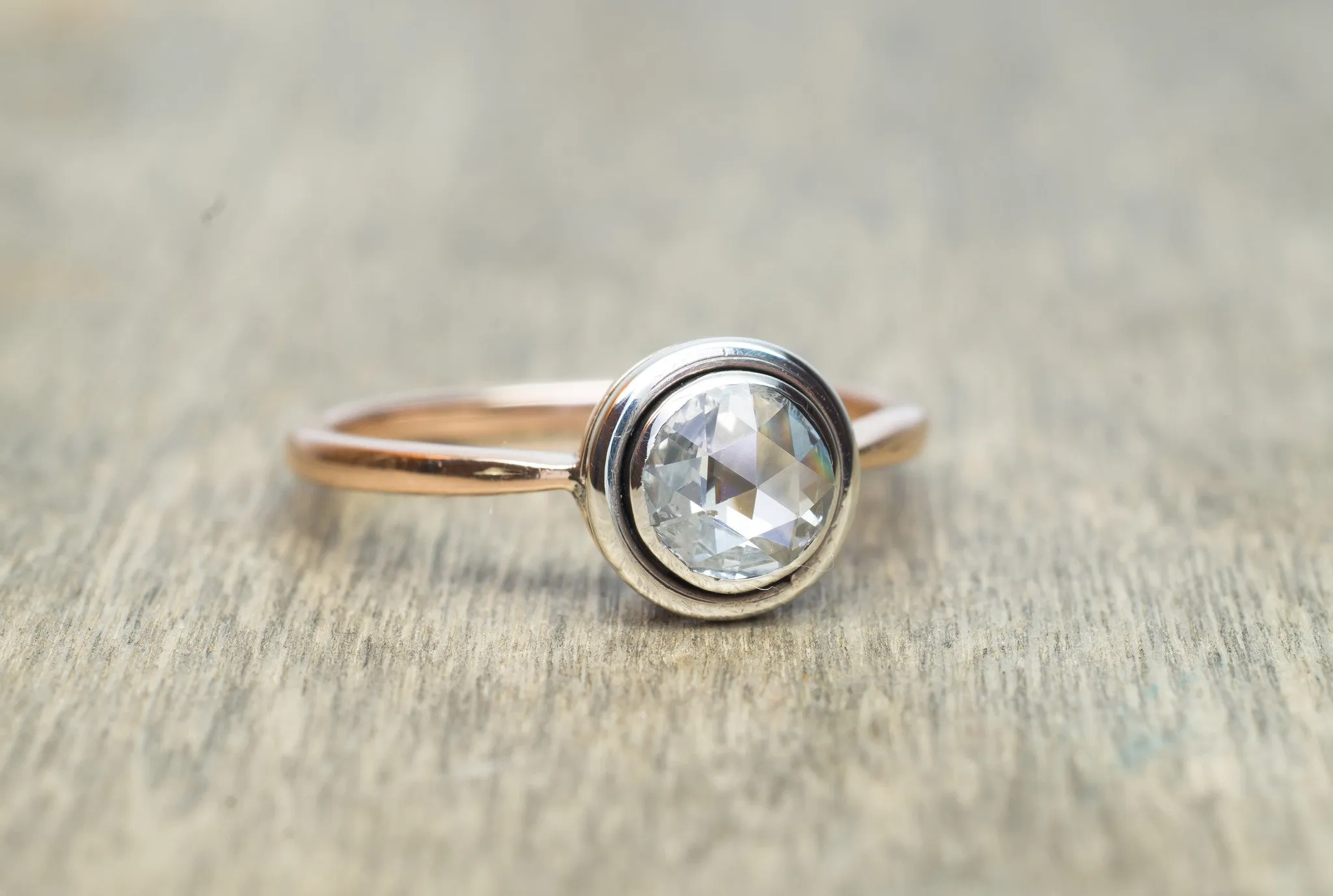 VINTAGE ROSE CUT DIAMOND SOLITAIRE IN GOLD