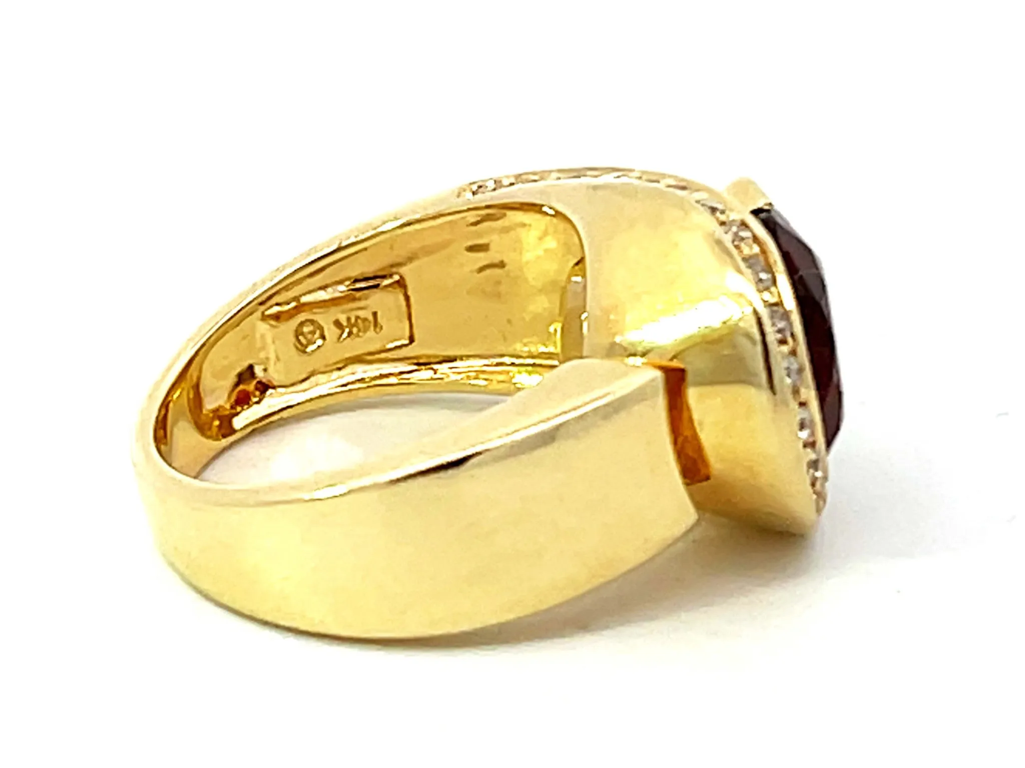 Vintage Round Citrine Diamond Halo Ring in 14k Yellow Gold