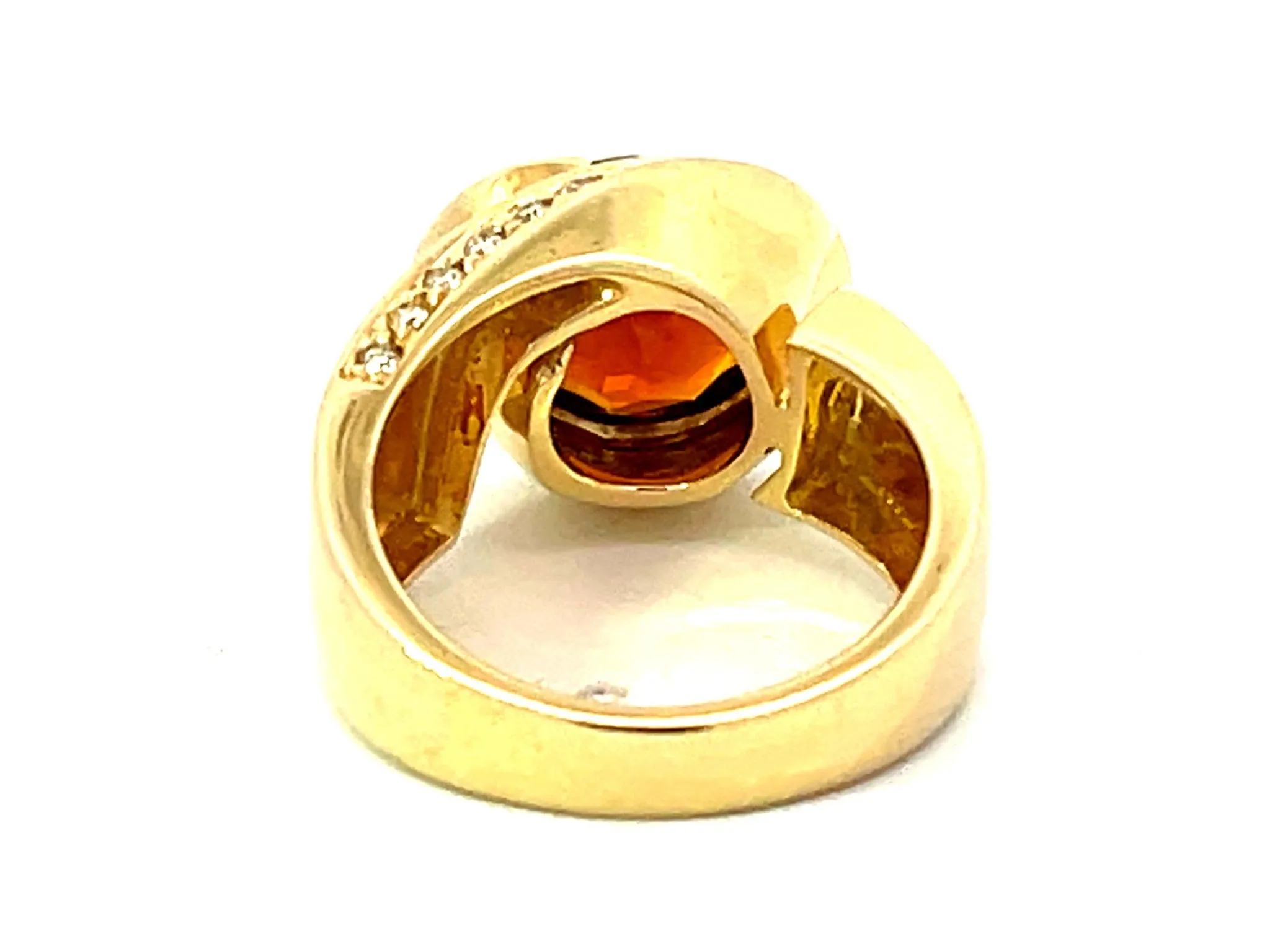 Vintage Round Citrine Diamond Halo Ring in 14k Yellow Gold