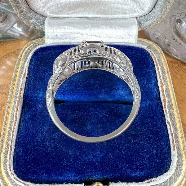 Vintage Sapphire & Diamond Filigree Ring