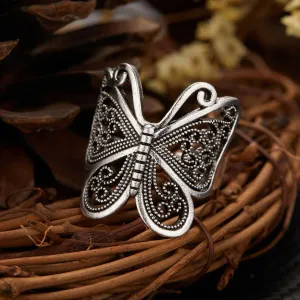 Vintage Silver Boho Butterfly Ring, Owl Angel Wing Silver Ring, Boho Jewelry