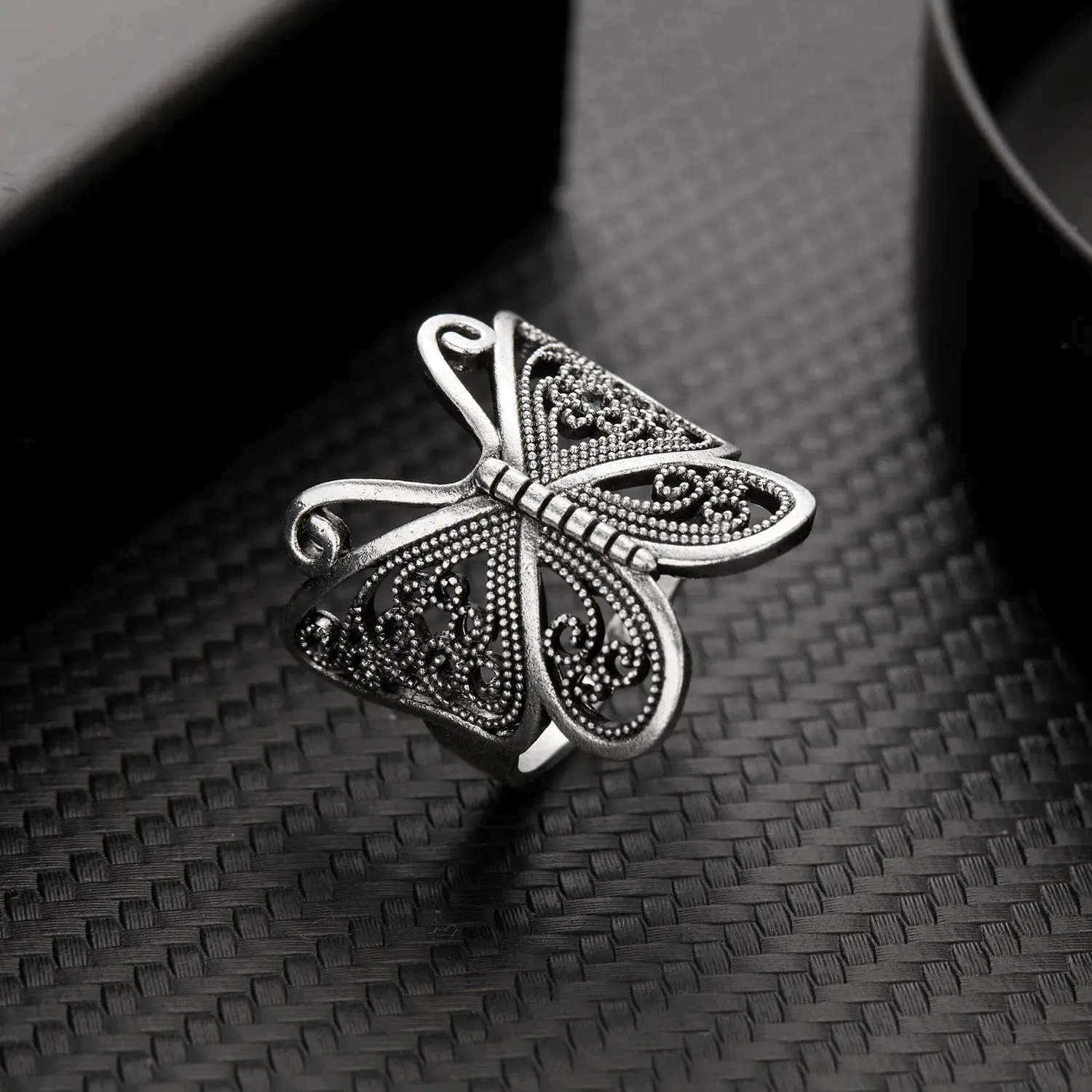 Vintage Silver Boho Butterfly Ring, Owl Angel Wing Silver Ring, Boho Jewelry