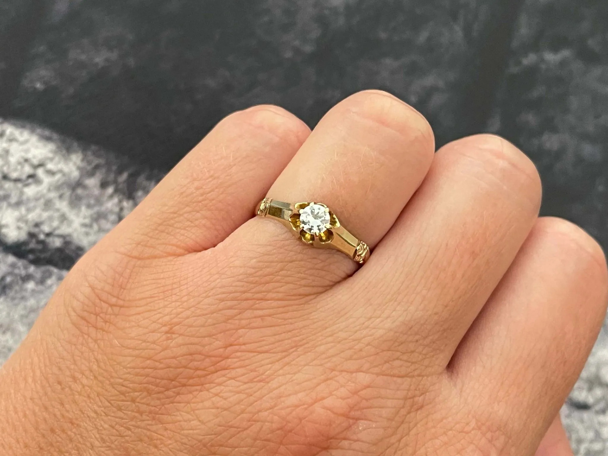 Vintage Solitaire Diamond Ring in 14k Yellow Gold