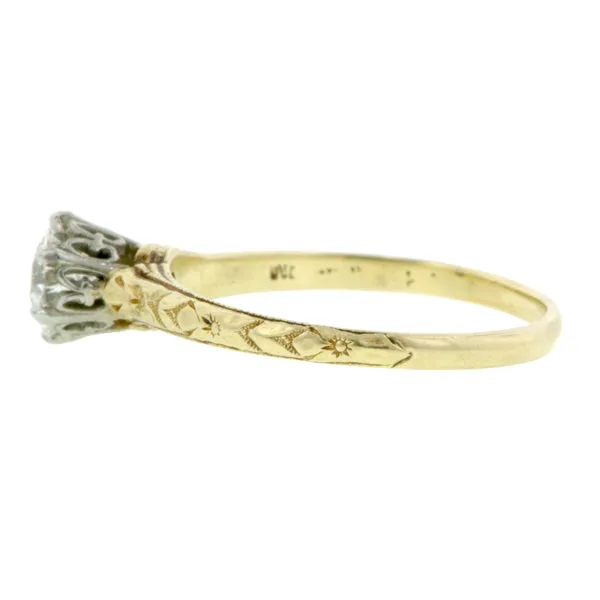 Vintage Solitaire Engagement Ring, RBC 0.68ct