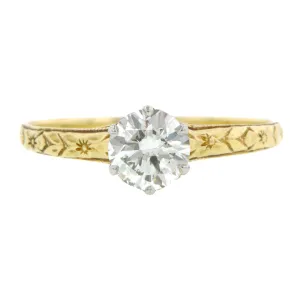 Vintage Solitaire Engagement Ring, RBC 0.68ct