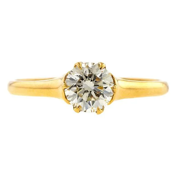 Vintage Solitaire Engagement Ring, RBC 0.81ct