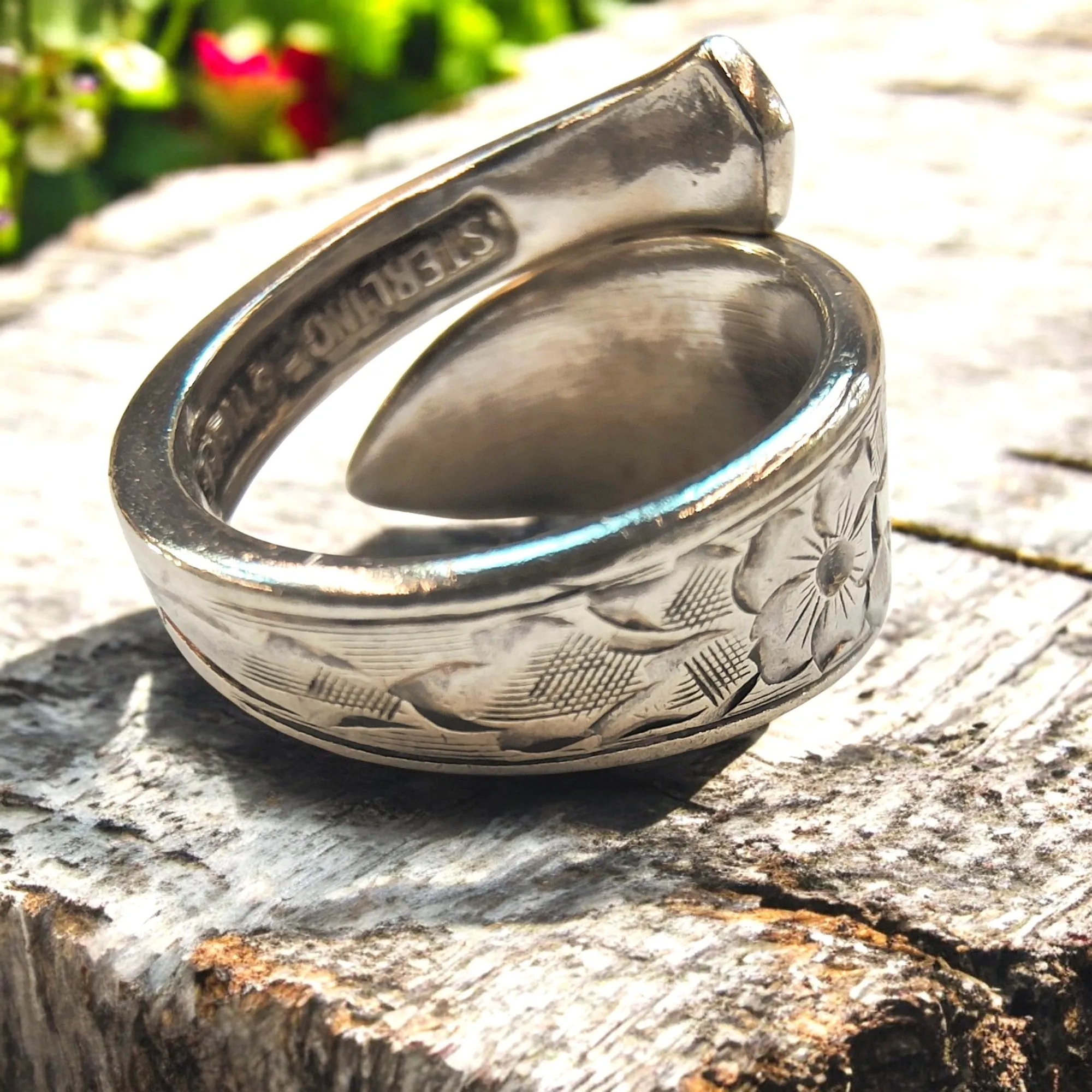 Vintage Steiff Sterling Silver Spoon Ring - size L
