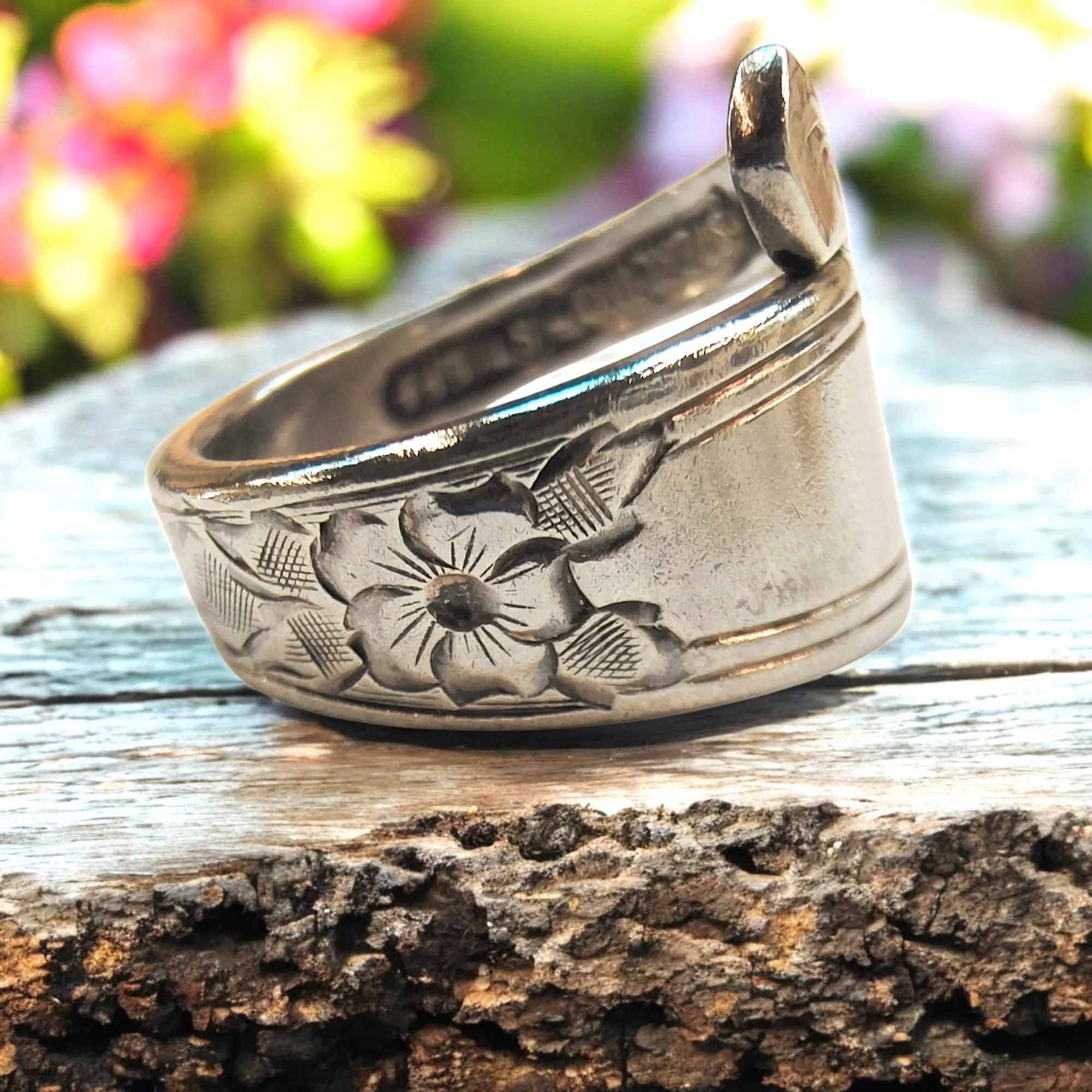 Vintage Steiff Sterling Silver Spoon Ring - size L