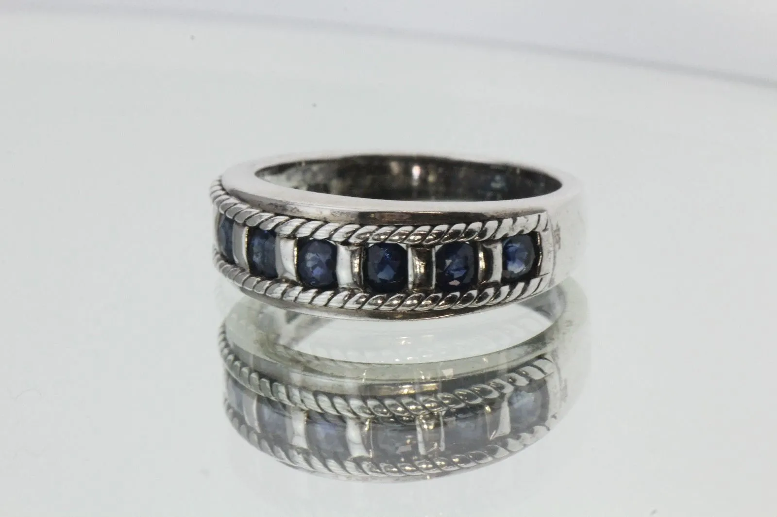 Vintage Sterling Silver & Sapphire Ring / Band