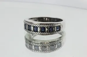 Vintage Sterling Silver & Sapphire Ring / Band