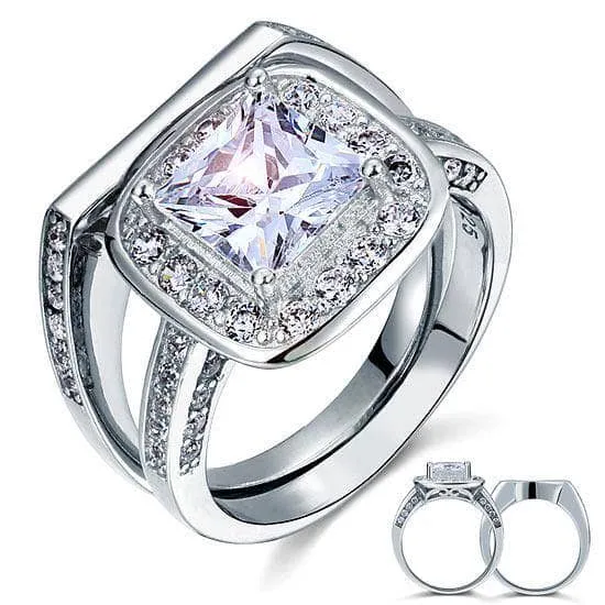 Vintage Style 2 Carat Created Diamond 2-Pc Bridal Wedding Engagement Ring Set