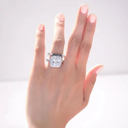Vintage Style 2 Carat Created Diamond 2-Pc Bridal Wedding Engagement Ring Set