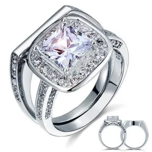 Vintage Style 2 Carat Created Diamond 2-Pc Bridal Wedding Engagement Ring Set