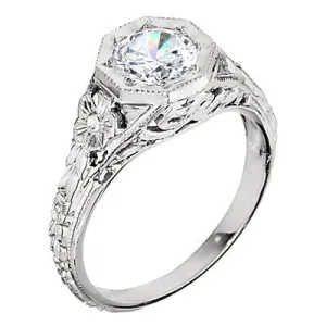 Vintage Style Floral Solitaire Engagement Ring Mounting