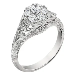 Vintage Style Heart Diamond Cluster Ring
