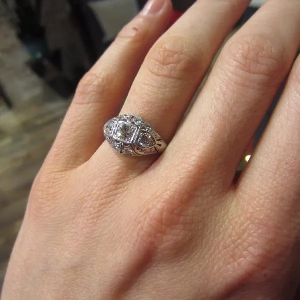 Vintage Three Stone Diamond Engagement Ring, TRB 0.25ct