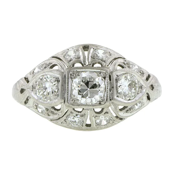 Vintage Three Stone Diamond Engagement Ring, TRB 0.25ct