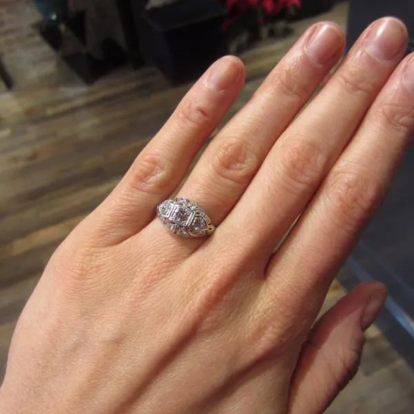 Vintage Three Stone Diamond Engagement Ring, TRB 0.25ct