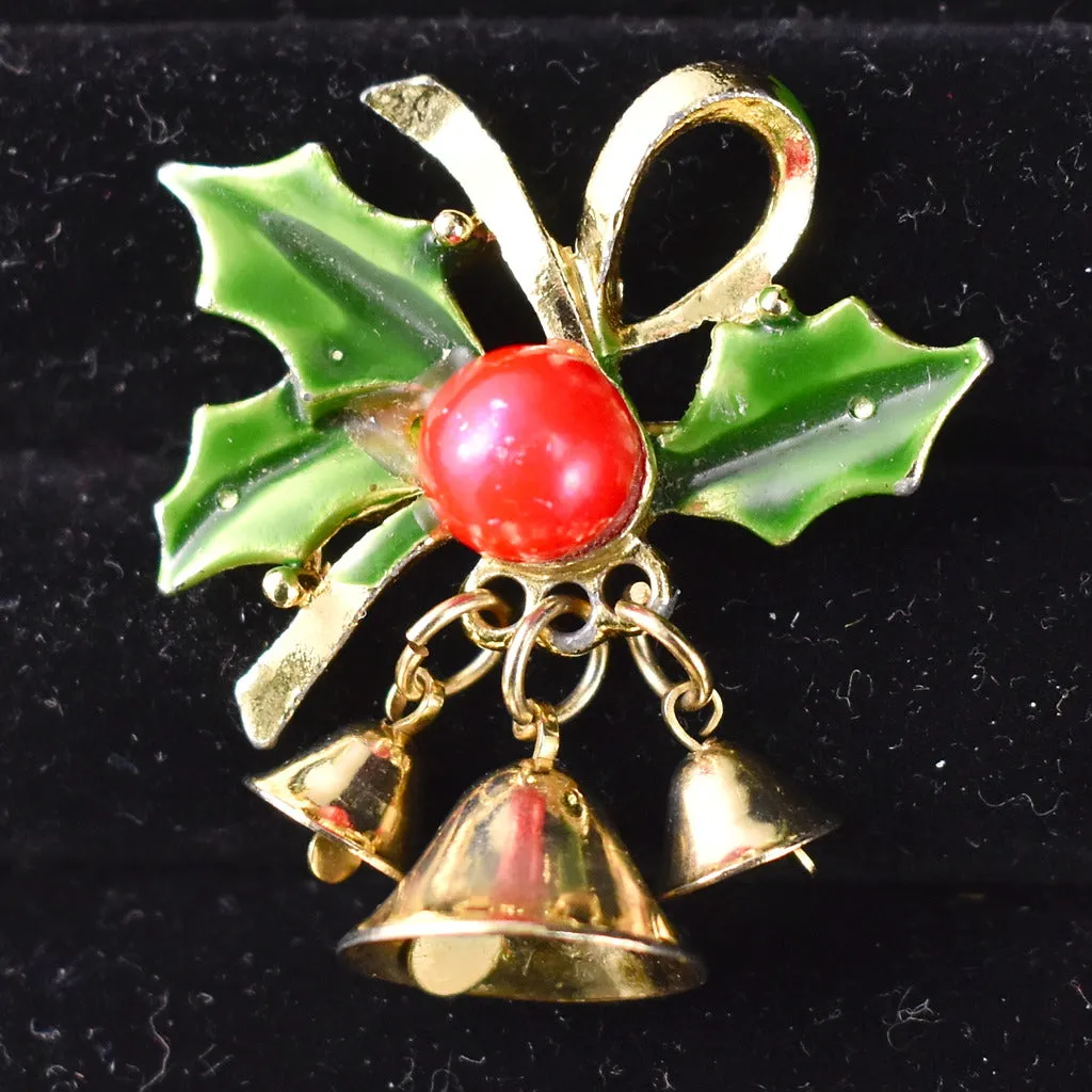 Vintage Triple Holiday Bells Brooch