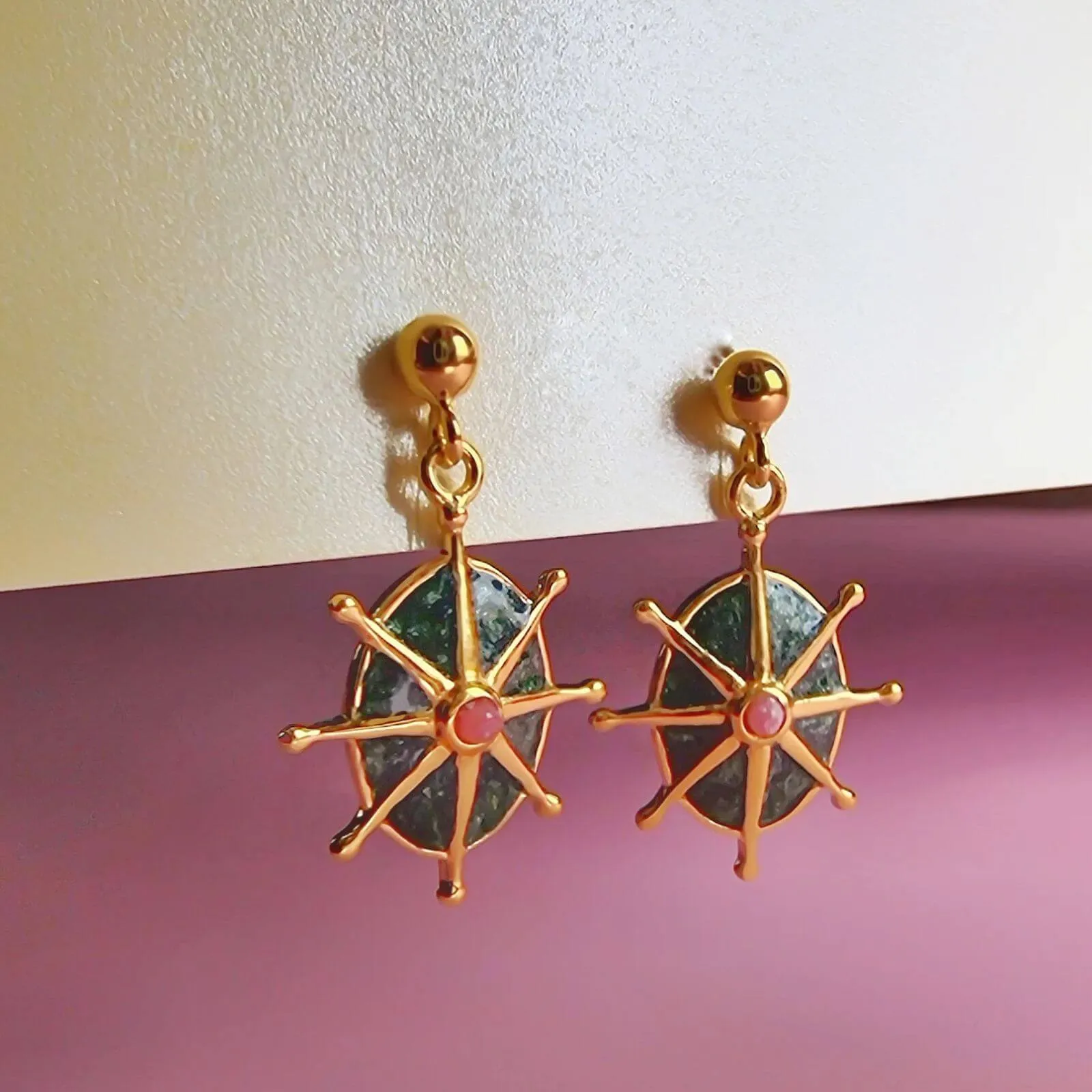 Vurchoo 8 Point Star Gold Stud Earrings