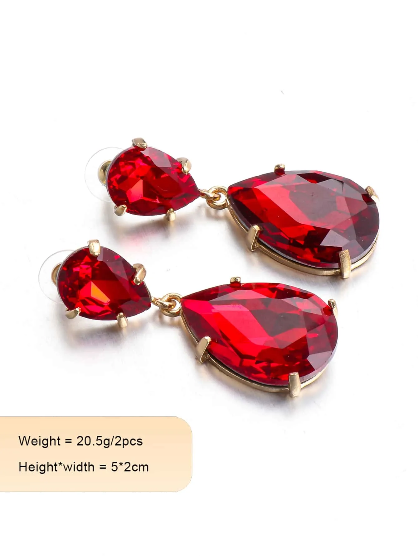 Water Drop Decor Earrings - Red