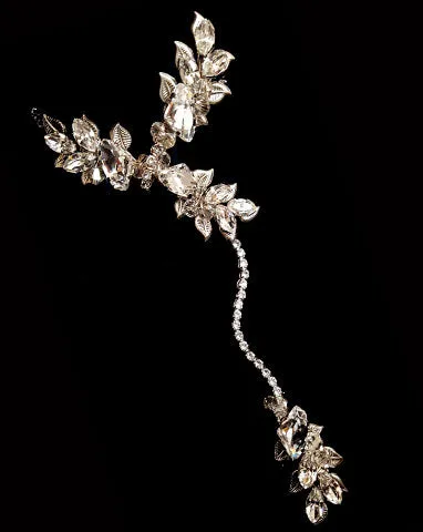 wedding hand jewellery - vintage leaf and crystal - Diva by Kezani