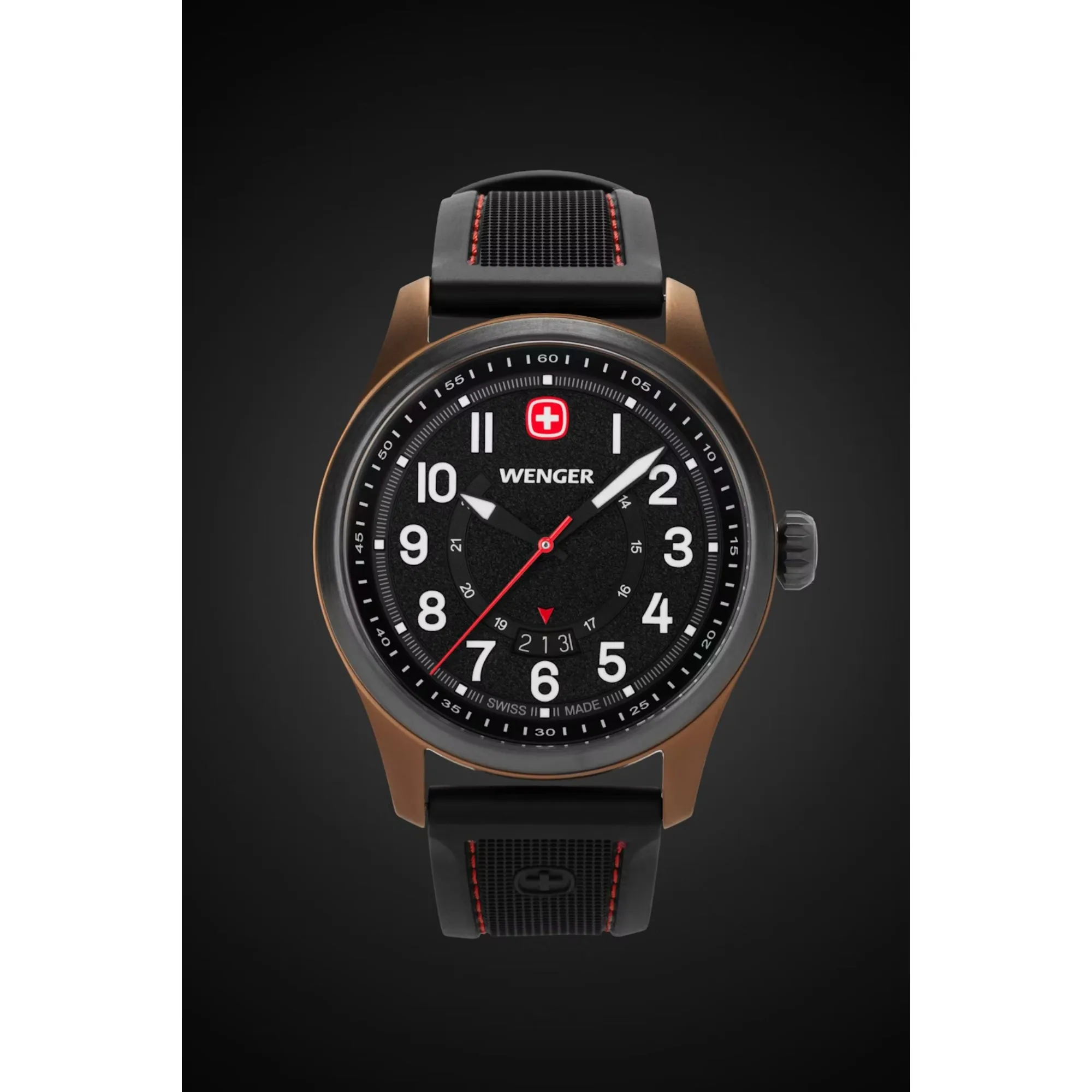 Wenger Terragraph Gents Bronze and Black Ice with Black Dial and Black Silicone Strap Watch