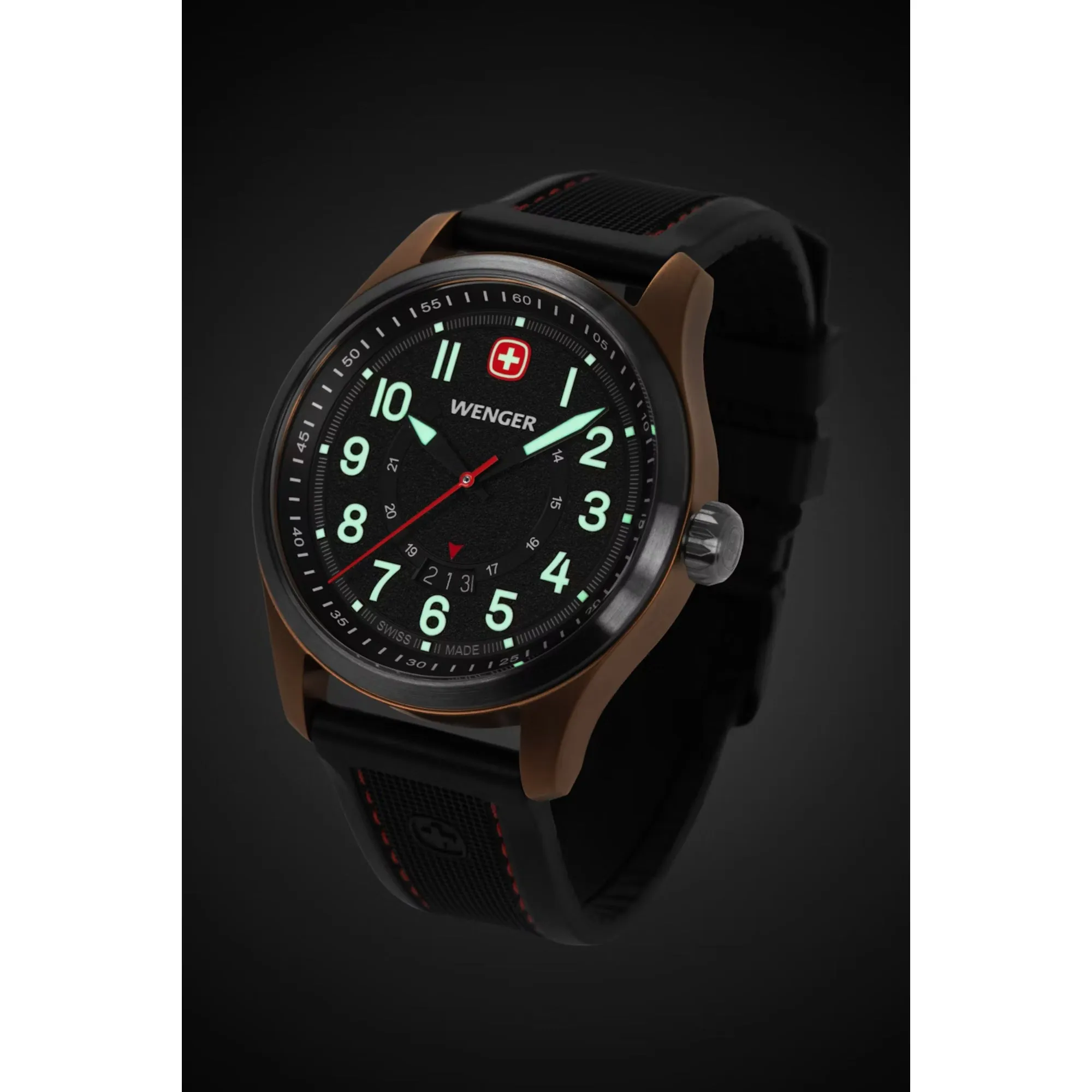 Wenger Terragraph Gents Bronze and Black Ice with Black Dial and Black Silicone Strap Watch