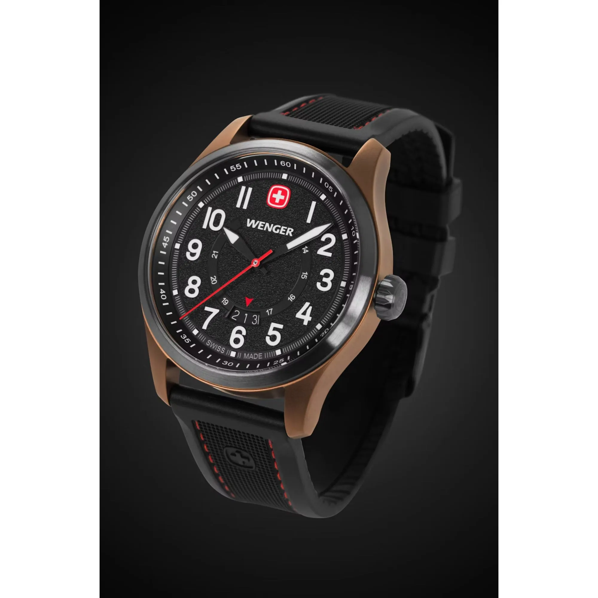 Wenger Terragraph Gents Bronze and Black Ice with Black Dial and Black Silicone Strap Watch