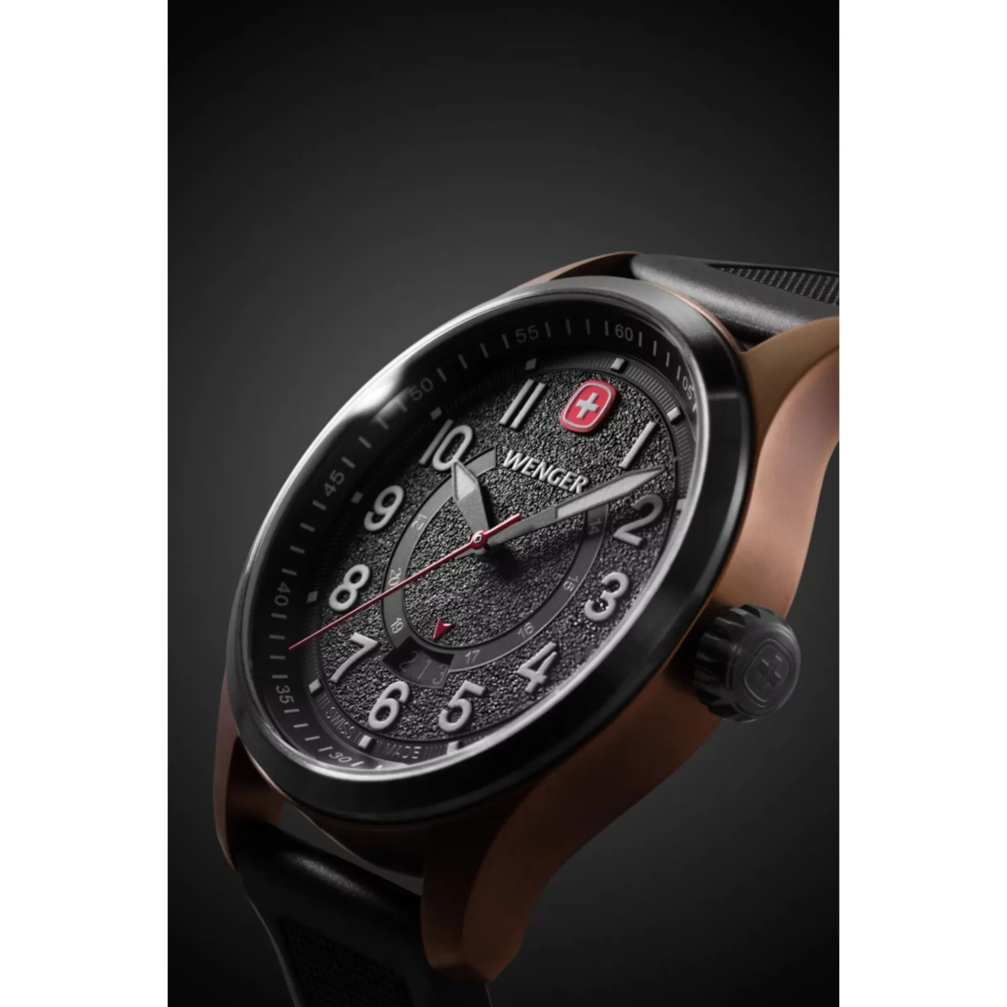 Wenger Terragraph Gents Bronze and Black Ice with Black Dial and Black Silicone Strap Watch