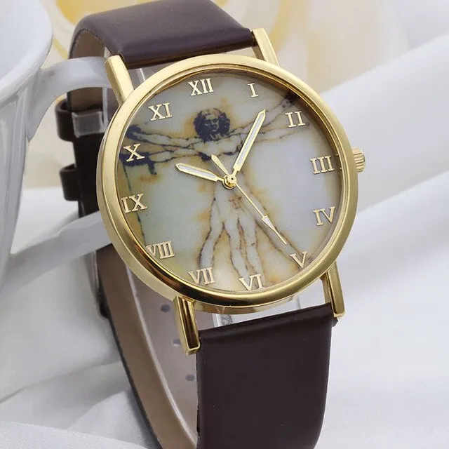 Women Fashion Retro Style Dial Leather Band Quartz Analog
