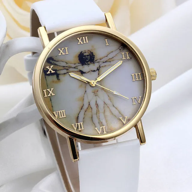 Women Fashion Retro Style Dial Leather Band Quartz Analog