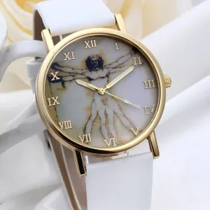 Women Fashion Retro Style Dial Leather Band Quartz Analog