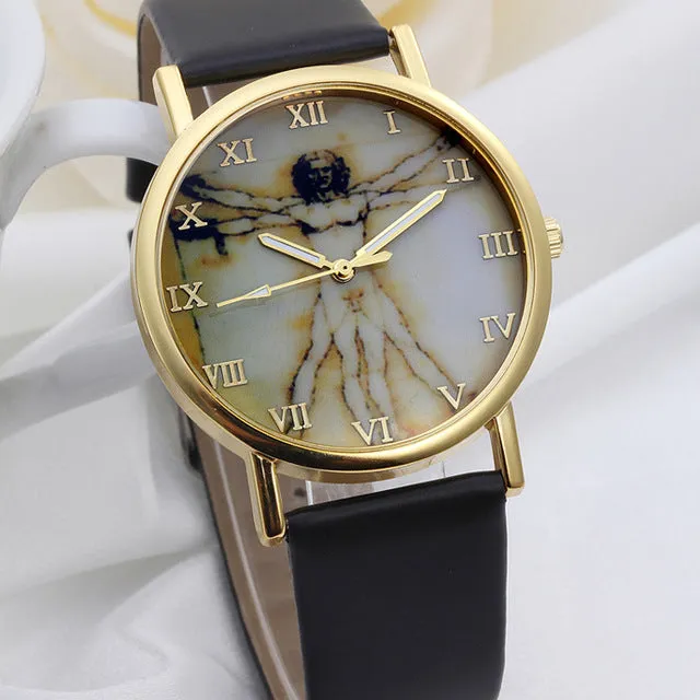Women Fashion Retro Style Dial Leather Band Quartz Analog