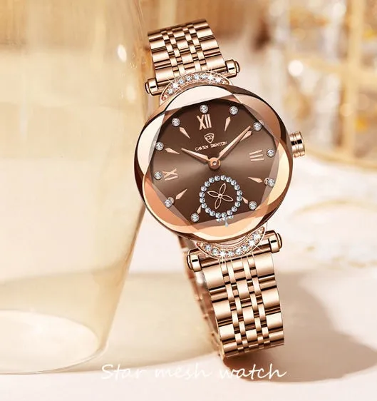 Women Light Luxury Diamonds 3D Quartz Watch Luxury Jewelry Design Steel Quartz Wrist watches Waterproof Fashion Swiss Brand Ladies Watches