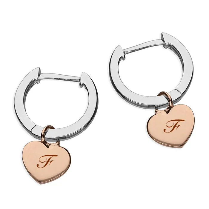 Womens heart hoogie hoop personalised earrings Gold