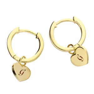 Womens heart hoogie hoop personalised earrings Gold