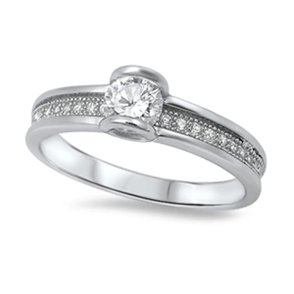Women's Vintage Solitaire White CZ Cute Ring New .925 Sterling Silver Sizes 5-10