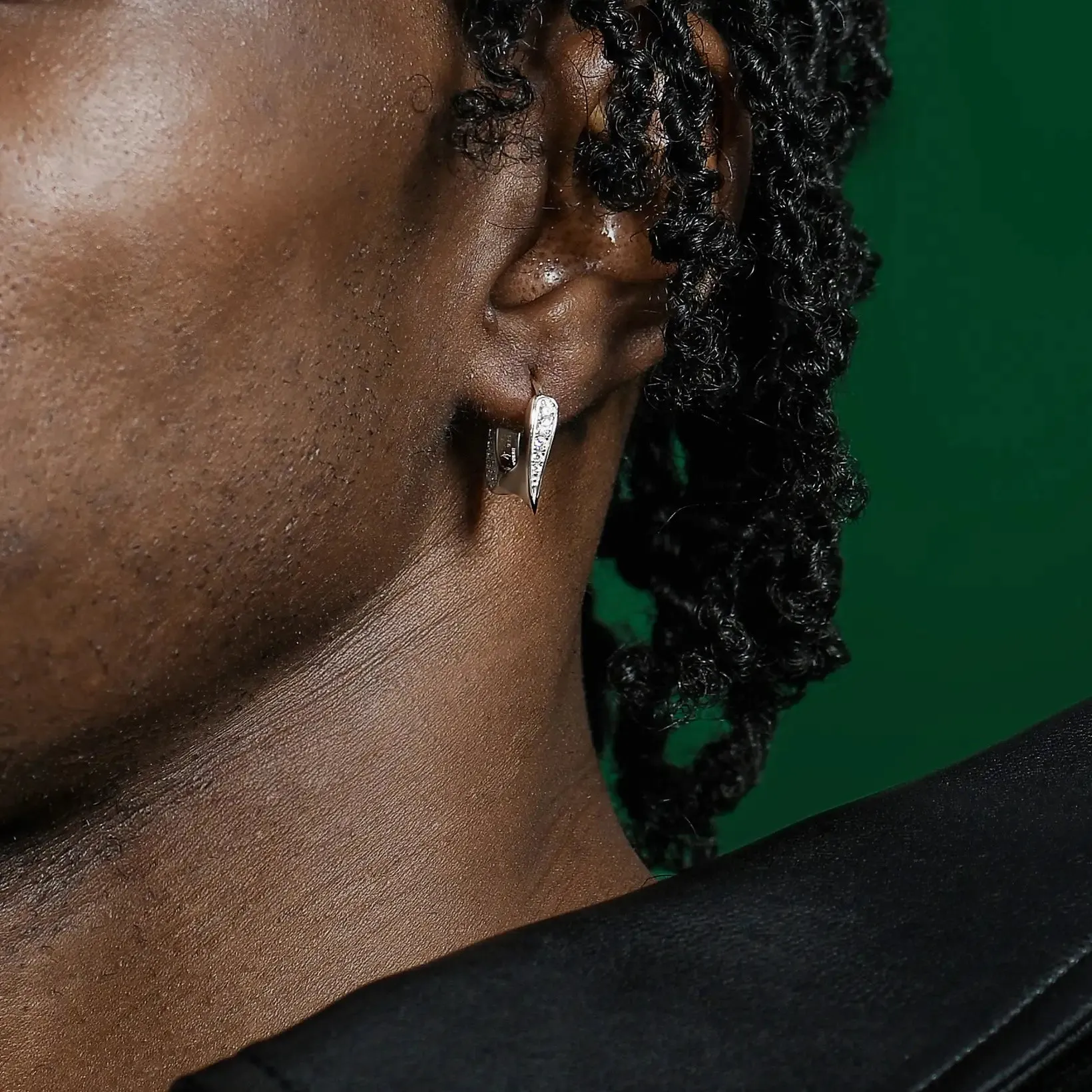 WONG Ⅱ Ridge Iced Out Hoop Earrings - Pair