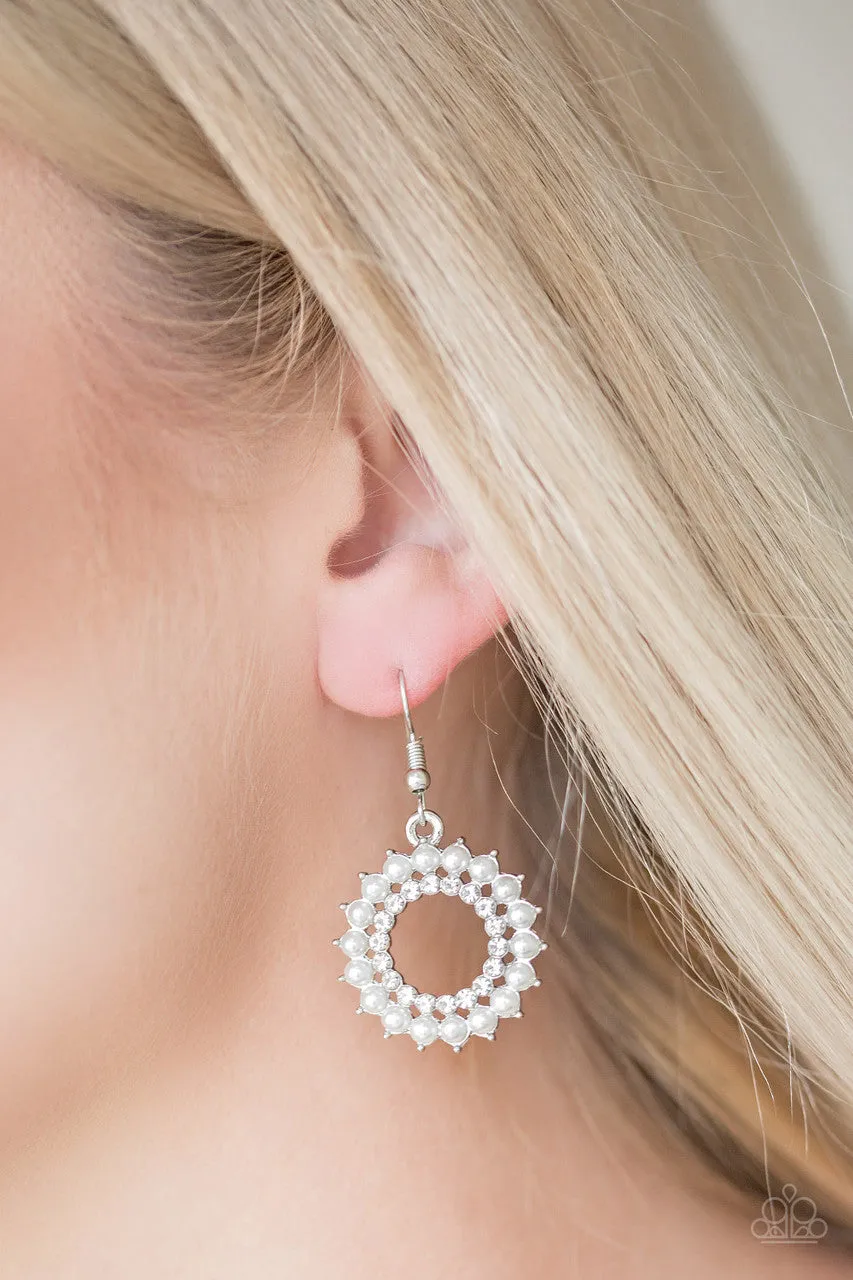 Wreathed in Radiance White Paparazzi Earrings
