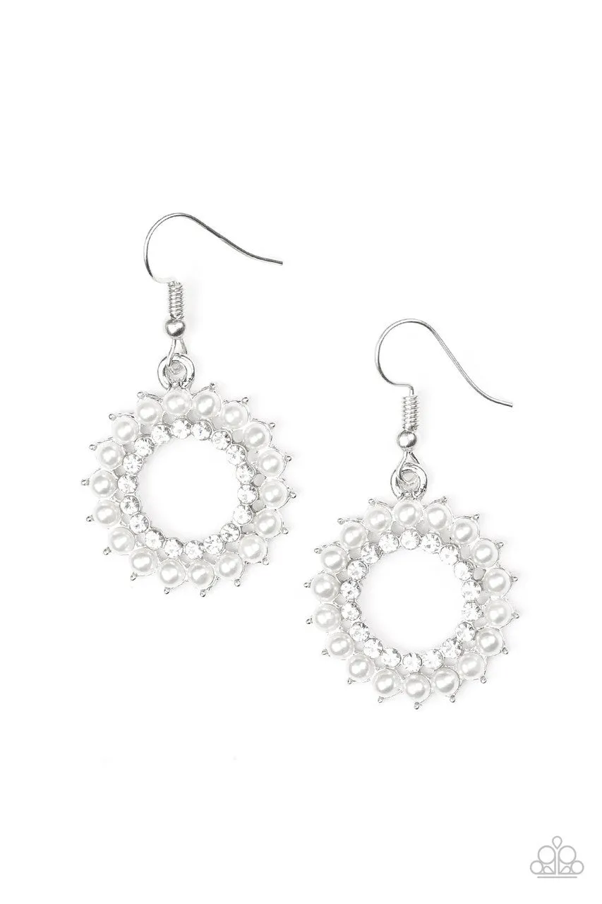 Wreathed in Radiance White Paparazzi Earrings