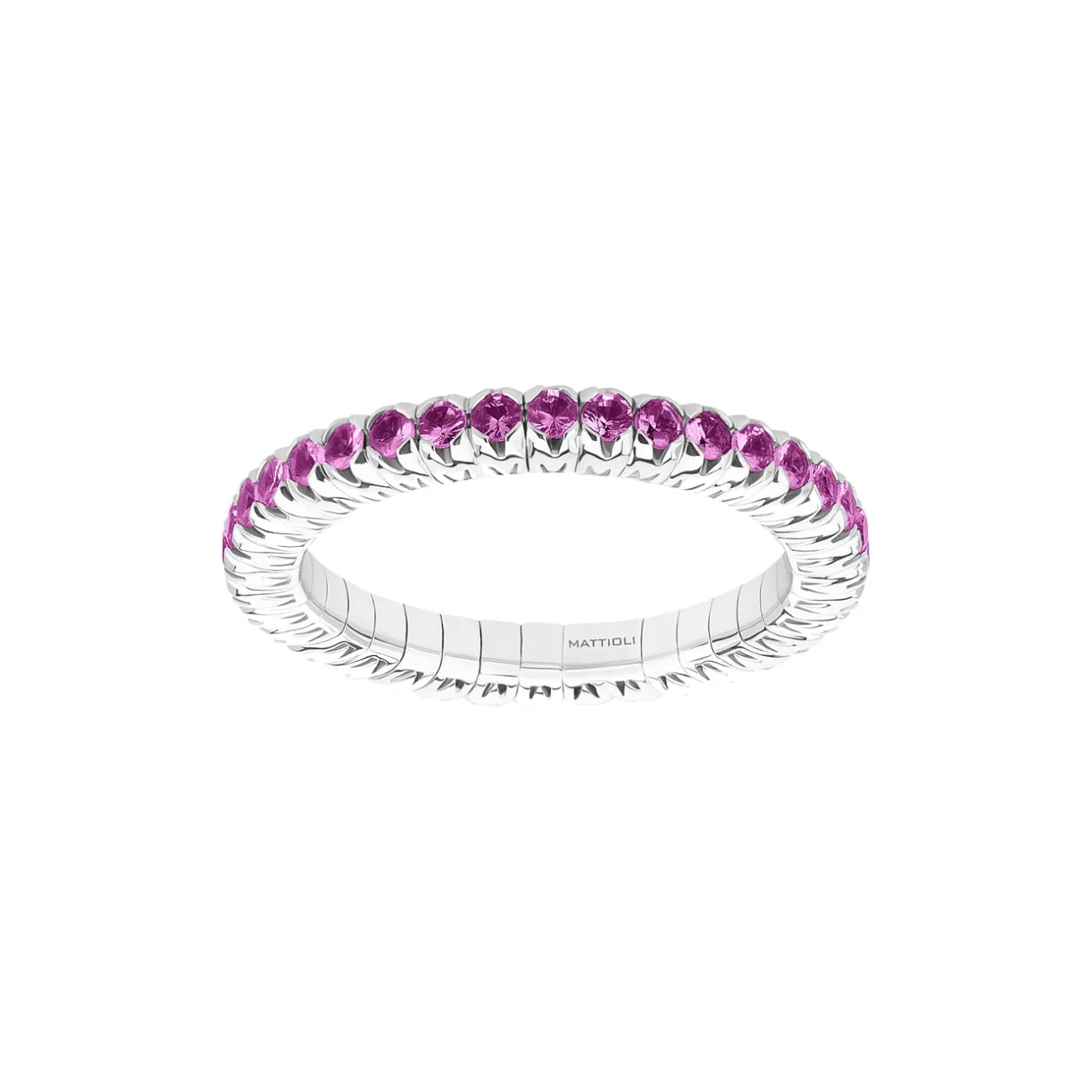 Xband 18K White Gold Pink Sapphire Stretch Ring