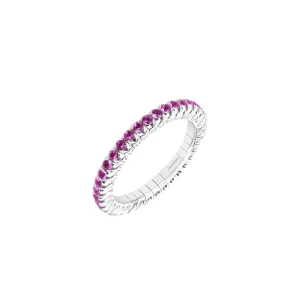 Xband 18K White Gold Pink Sapphire Stretch Ring