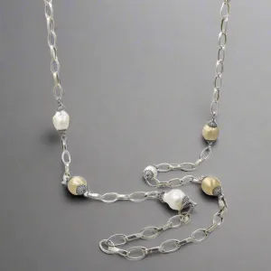 YGP Sterling Baroque Freshwater Pearl & CZ 42” Necklace
