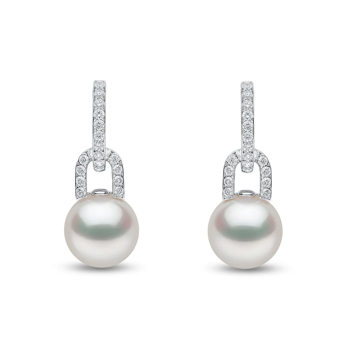 Yoko London Jazz 18K Gold Pearl and Diamond Link Earrings